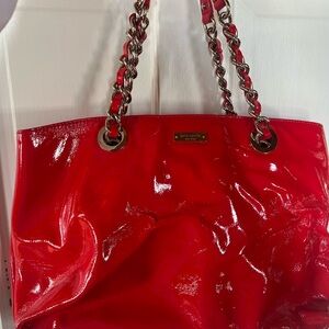 Red Patent Leather Tote Bag